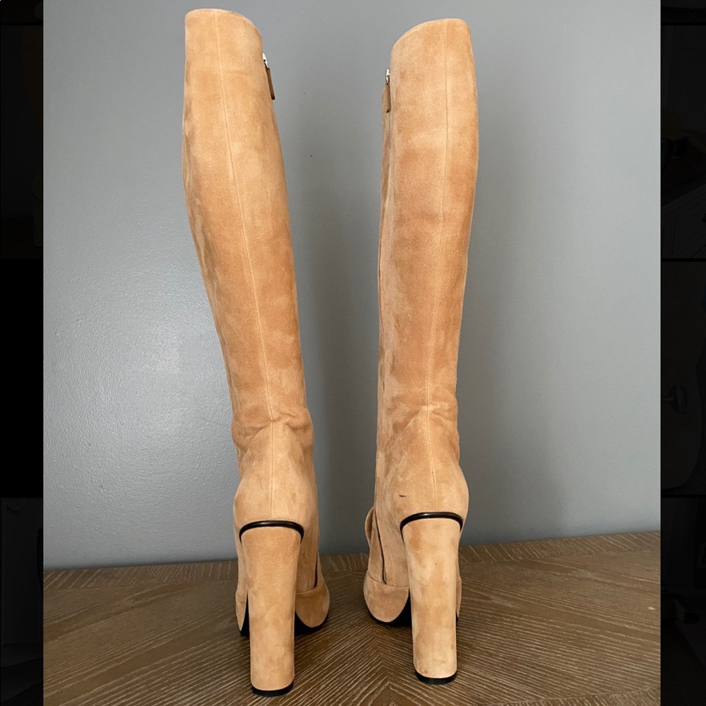 Gucci Lillian Horsebit Tall Beige Suede Boots, 41 - Picture 4 of 10